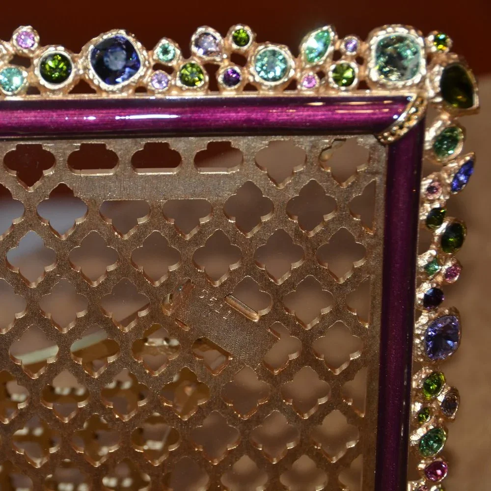 EXQUISITE RARE JAY STRONGWATER LESLIE BOUQUET FLORAL CRYSTAL EDGE ENAMEL FRAME